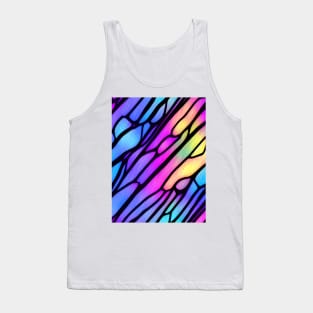 Black Wavy Lines on a Bright Frosted Liquid Multicolor gradient glass - Stained Glass Design Tank Top